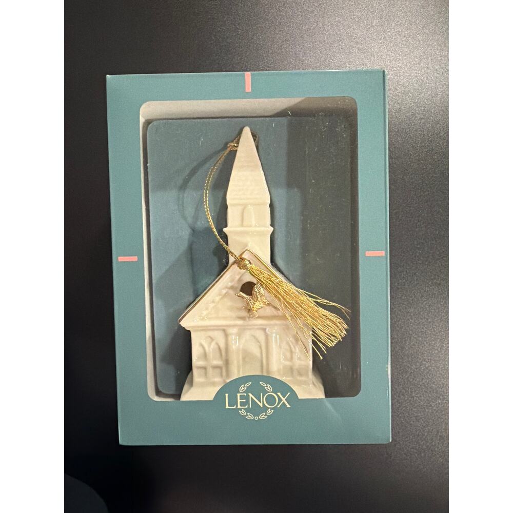 Lenox Church Birdhouse Ornament Porcelain with Gold Trim Peace on Earth Orig Box